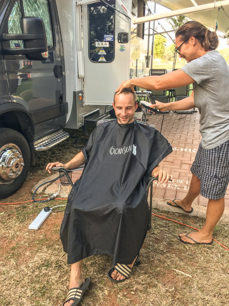 me getting a hair cut